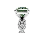 Solitaire Engagement Ring Setting for Fancy Green Princess Cut Center with Marquise Panel Band and Prong Head in Platinum