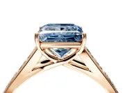 Solitaire Engagement Ring Setting for Fancy Blue Princess Cut Center with Cathedral Channel Band and Prong Head in Rose Gold