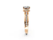Solitaire Engagement Ring Setting for Cushion Cut Center with Raised Channel Band and Prong Head in Rose Gold