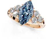 Cluster Engagement Ring Setting for Fancy Blue Marquise Center with Round Cut Accent Frame and Prong Head in Rose Gold