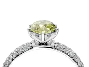 Solitaire Engagement Ring Setting for Fancy Yellow Marquise Center with Domed Multi-Row Pave Band and Prong Head in Platinum