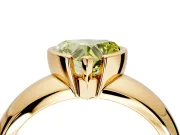 Tension Engagement Ring Setting for Fancy Yellow Heart-Shaped Center with Wide Flat Band and Tension Head in Yellow Gold