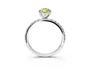 Solitaire Engagement Ring Setting for Fancy Yellow Pear-Shaped Center with Micro Pave Band and Prong Head in White Gold