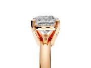 Solitaire Engagement Ring Setting for Cushion Cut Center with Wire Band and Prong Head in Rose Gold