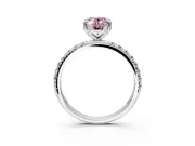 Solitaire Engagement Ring Setting for Fancy Pink Oval Center with Micro Pave Band and Prong Head in White Gold