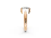 Halo Engagement Ring Setting for Radiant Cut Center with Tapered Plain Band and Prong Head in Rose Gold