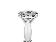 Solitaire Engagement Ring Setting for Oval Center with Carved Leaf Shoulders and Prong Head in Platinum
