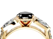 Channel-Set Engagement Ring Setting for Fancy Black Pear-Shaped Center with Baguette Band and Prong Head in Yellow Gold