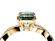 Crossover Engagement Ring Setting for Fancy Green Radiant Cut Center with Pave and Plain Strands and Prong Head in Yellow Gold