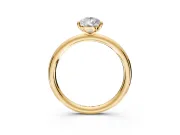 Low-Set Solitaire Engagement Ring Setting for Pear-Shaped Center with Thin Plain Band and Prong Head in Yellow Gold