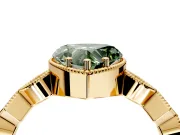 Milgrain Bezel Engagement Ring Setting for Fancy Green Heart-Shaped Center with Marquise Stations and Bezel Head in Yellow Gold
