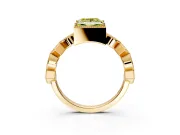 Milgrain Bezel Engagement Ring Setting for Fancy Yellow Princess Cut Center with Marquise Stations and Bezel Head in Yellow Gold