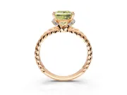 Halo Engagement Ring Setting for Fancy Yellow Princess Cut Center with Rope Twist Split Shank and Prong Head in Rose Gold