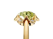 Floral Frame Engagement Ring Setting for Fancy Yellow Round Cut Center with Accent Clusters and Prong Head in Yellow Gold