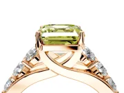 Solitaire Engagement Ring Setting for Fancy Yellow Asscher Cut Center with Graduated Shared Prongs and Prong Head in Rose Gold