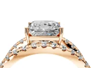 Solitaire Engagement Ring Setting for Princess Cut Center with Wide-Open Split Shank and Prong Head in Rose Gold