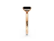 Hidden Halo Engagement Ring Setting for Fancy Black Emerald Cut Center with Thin Rounded Band and Prong Head in Rose Gold