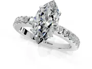 Solitaire Engagement Ring Setting for Marquise Center with Single Row Accent Band and Prong Head in Sterling Silver