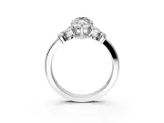 Solitaire Engagement Ring Setting for Marquise Center with Marquise Flower Shoulders and Prong Head in Sterling Silver