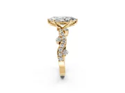 Solitaire Engagement Ring Setting for Marquise Center with Bar-Station Pave Twist and Prong Head in Yellow Gold