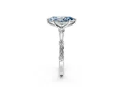 Solitaire Engagement Ring Setting for Fancy Blue Marquise Center with Bezel Station Band and Prong Head in Platinum