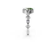 Milgrain Bezel Engagement Ring Setting for Fancy Green Oval Center with Marquise Stations and Bezel Head in Platinum