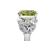 Leaf Cluster Engagement Ring Setting for Fancy Yellow Emerald Cut Center with Marquise Accents and Prong Head in Sterling Silver