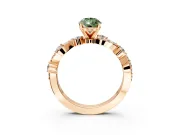 Solitaire Engagement Ring Setting for Fancy Green Pear-Shaped Center with Bar-Station Pave Twist and Prong Head in Rose Gold