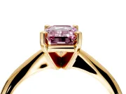 Solitaire Engagement Ring Setting for Fancy Pink Emerald Cut Center with Knife Ridge Band and Claw Prong Head in Yellow Gold