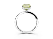 Solitaire Engagement Ring Setting for Fancy Yellow Asscher Cut Center with Thin Rounded Plain Band and Prong Head in White Gold