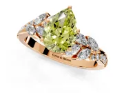 Solitaire Engagement Ring Setting for Fancy Yellow Pear-Shaped Center with Marquise Accent Twist Band and Prong Head in Rose Gold