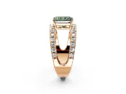 Solitaire Engagement Ring Setting for Fancy Green Radiant Cut Center with Wide-Open Split Shank and Prong Head in Rose Gold