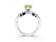 Solitaire Engagement Ring Setting for Fancy Yellow Cushion Cut Center with Criss-Cross Accent Band and Prong Head in Sterling Silver