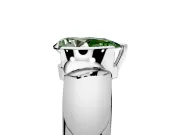 Tension Engagement Ring Setting for Fancy Green Pear-Shaped Center with Wide Flat Band and Tension Head in Sterling Silver
