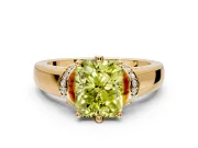Solitaire Engagement Ring Setting for Fancy Yellow Radiant Cut Center with Wide Band, Pave Collar and Prong Head in Yellow Gold