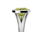 Solitaire Engagement Ring Setting for Fancy Yellow Asscher Cut Center with V Split Shank and Bezel Head in Platinum