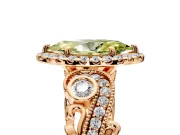 Milgrain Halo Engagement Ring Setting for Fancy Yellow Marquise Center with Shoulder Bezels and Prong Head in Rose Gold
