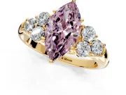 Cluster Engagement Ring Setting for Fancy Pink Marquise Center with Round Cut Accent Frame and Prong Head in Yellow Gold
