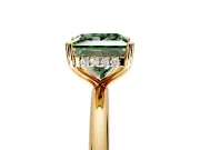 Hidden Halo Engagement Ring Setting for Fancy Green Princess Cut Center with Thin Round-Wire Band and Prong Head in Yellow Gold