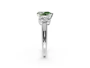 Cluster Engagement Ring Setting for Fancy Green Pear-Shaped Center with Round Cut Accent Frame and Prong Head in Sterling Silver