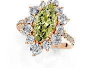 Floral Halo Engagement Ring Setting for Fancy Yellow Marquise Center with Pave Accents and Prong Head in Rose Gold