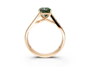 Solitaire Engagement Ring Setting for Fancy Green Radiant Cut Center with Round Cut Channel Band and Prong Head in Rose Gold