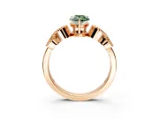 Leaf Engagement Ring Setting for Fancy Green Pear-Shaped Center with Milgrain Accent Band and Prong Head in Rose Gold