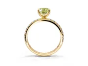 Solitaire Engagement Ring Setting for Fancy Yellow Oval Center with Micro Pave Band and Prong Head in Yellow Gold