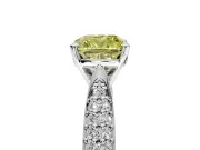 Solitaire Engagement Ring Setting for Fancy Yellow Cushion Cut Center with Multi-Row Accents and Prong Head in Platinum