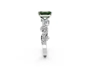 Solitaire Engagement Ring Setting for Fancy Green Emerald Cut Center with Bar-Station Pave Twist and Prong Head in Platinum