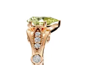 Solitaire Engagement Ring Setting for Fancy Yellow Pear-Shaped Center with Marquise and Bezel Accents and Prong Head in Rose Gold