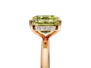 Hidden Halo Engagement Ring Setting for Fancy Yellow Asscher Cut Center with Thin Rounded Band and Prong Head in Rose Gold