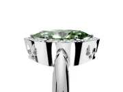 Halo Engagement Ring Setting for Fancy Green Marquise Center with Tapered Plain Band and Prong Head in White Gold