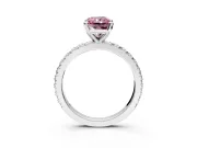 Solitaire Engagement Ring Setting for Fancy Pink Radiant Cut Center with Fine Pave Band and Claw Prong Head in Platinum
